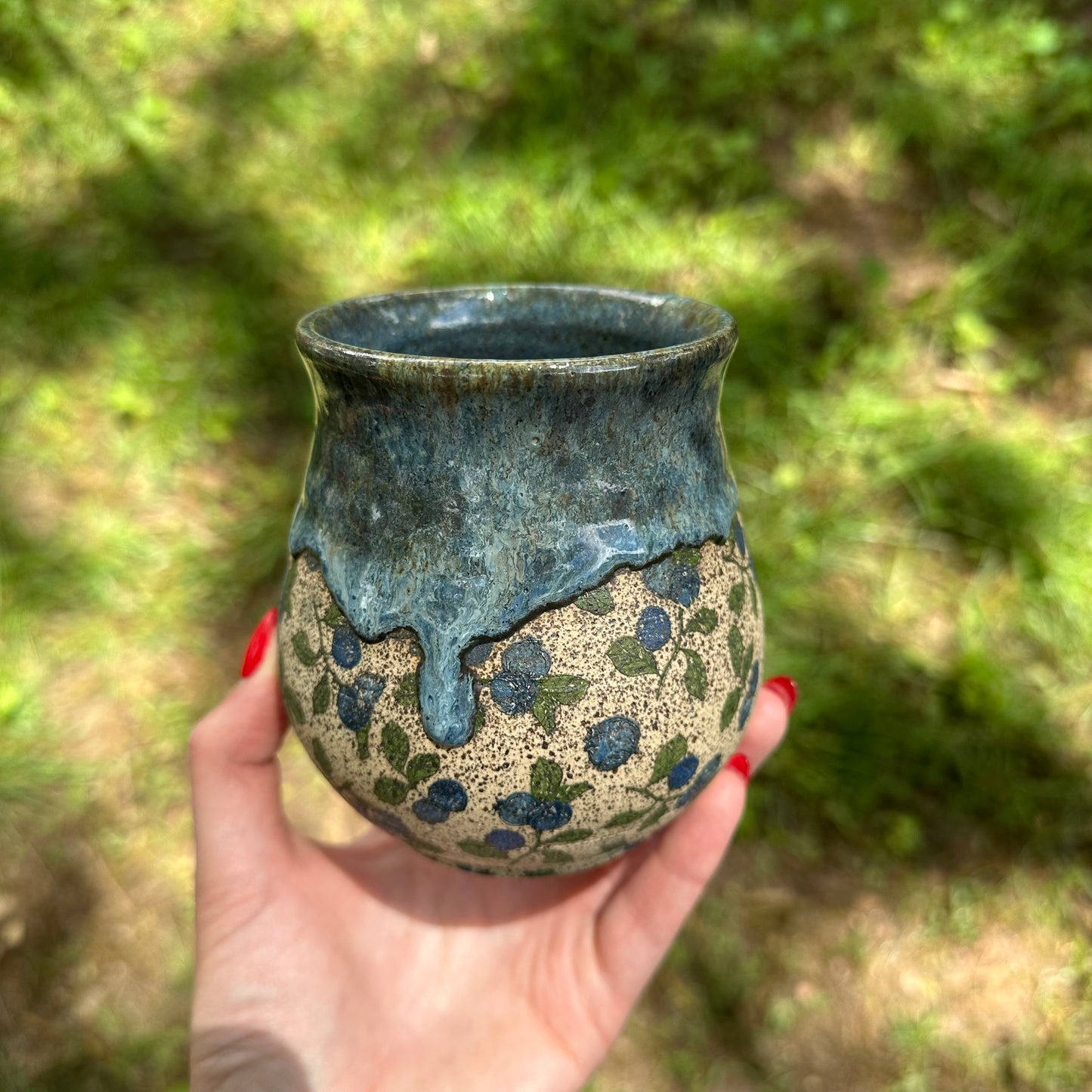 Blueberry Print Speckled Tumbler