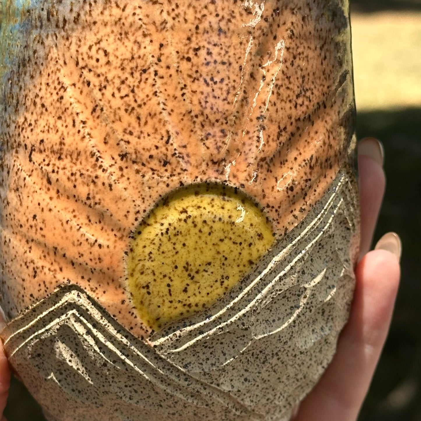 Sunrise Speckled Mountain Mug