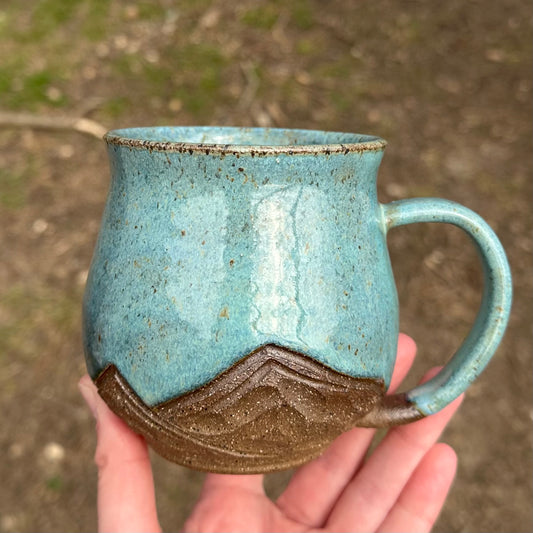 SECONDS- Turquoise Springtime Mountain Mug